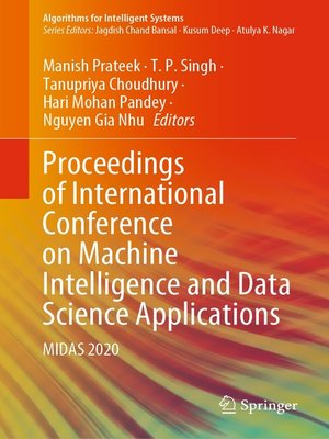 cover image of Proceedings of International Conference on Machine Intelligence and Data Science Applications